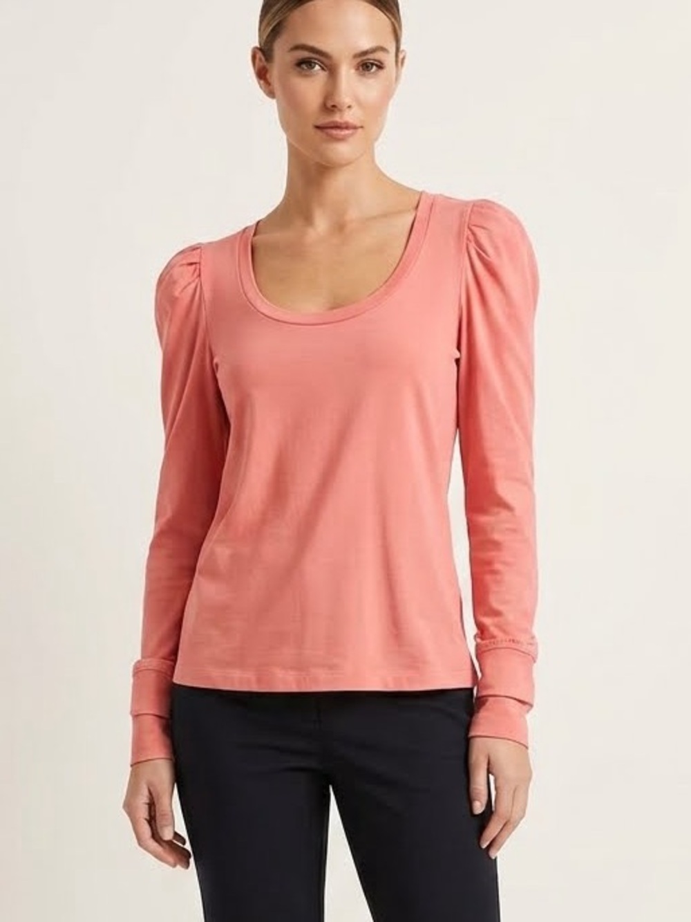 English Factory Pink Puff Sleeve Long Sleeve Top Cotton Preppy Coquette Sz XS